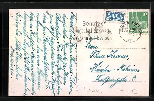 AK Krefeld, Hauptbahnhof, Ostwall, Rheinbrücke