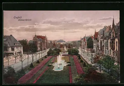 AK Crefeld, Ansicht vom Bismarckplatz