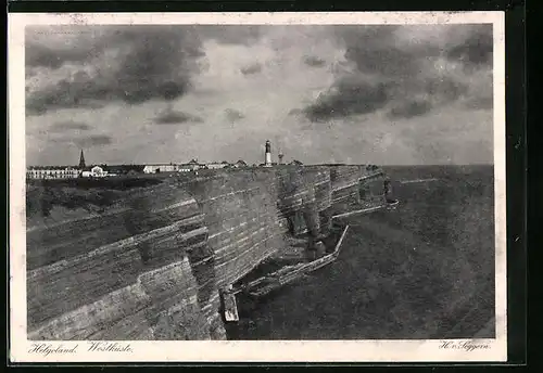 AK Helgoland, Westküste mit Leuchtturm