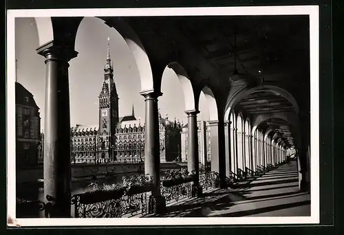 AK Hamburg, Alsterarkaden mit Rathaus