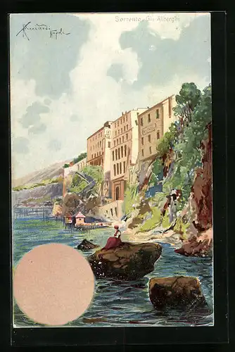 Künstler-AK Sorrento, Gli Alberghi