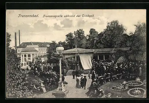 AK Franzensbad, Franzensquelle während der Trinkzeit