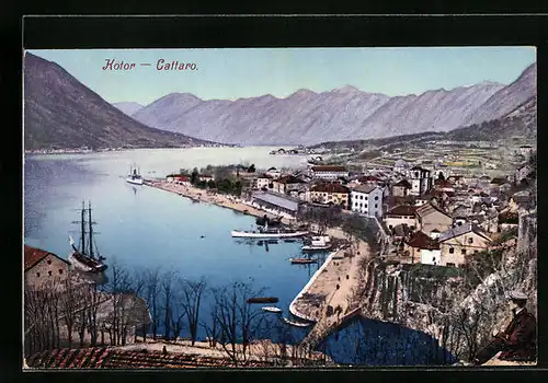 AK Cattaro, Segelboote am Ufer des Ortes