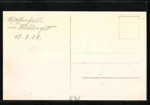 AK Hellesylt, Panorama mit Wasserfall