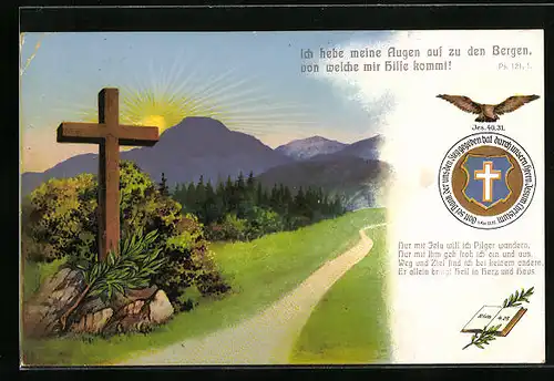 Künstler-AK Pilgerkreuz am Wegesrand