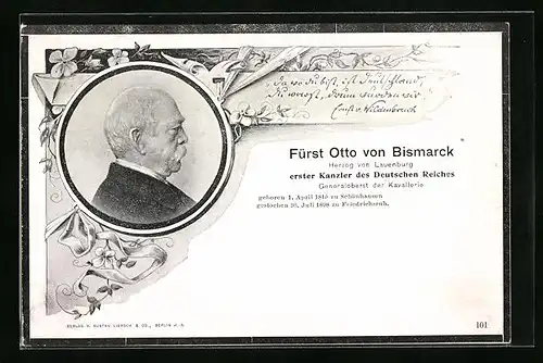 AK Portrait von Fürst Otto von Bismarck