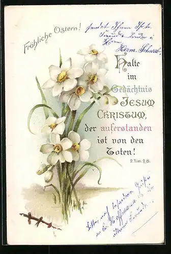 AK Sinnspruch mit Schneeglöckchen