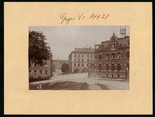 Fotografie Brück & Sohn Meissen, Ansicht Geyer i. Erzg., Strassenpartie am Kaiserlichen Postamt