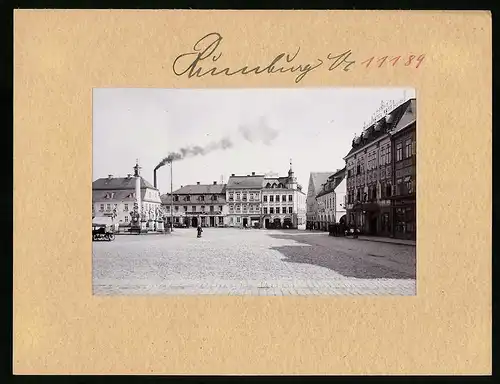 Fotografie Brück & Sohn Meissen, Ansicht Rumburg i. B., Marktplatz mit Hotel Ross, Hotel Hirsch, Gasthaus Post