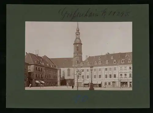 Fotografie Brück & Sohn Meissen, Ansicht Grossenhain, Hauptmarkt mit Germania Drogerie, Geschäft C. F. Naumann, Paul Bley