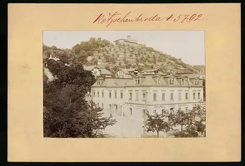 Fotografie Brück & Sohn Meissen, Ansicht Kötzschenbroda-Niederlössnitz, Bad-Hotel mit Blick zur Friedensburg