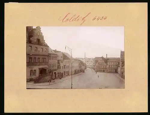 Fotografie Brück & Sohn Meissen, Ansicht Colditz, Marktplatz mit Apotheke, Rathskeller & Geschäftshaus Heinrich Ploner