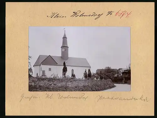 Fotografie Brück & Sohn Meissen, Ansicht Klein Wolmsdorf, Pfarrkirche mit Friedhof
