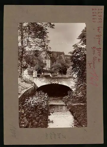 Fotografie Brück & Sohn Meissen, Ansicht Bad Elster, Blick auf das Palasthotel, Brücke von 1908