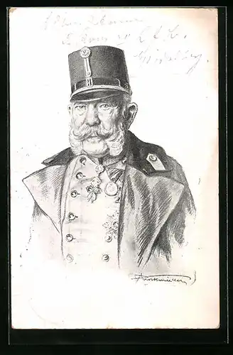 Künstler-AK Kaiser Franz Josef I. von Österreich in Uniform mit Orden