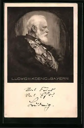 Künstler-AK Seitenportrait des König Ludwig III.