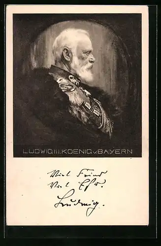 AK König Ludwig III. in seitlichem Portrait