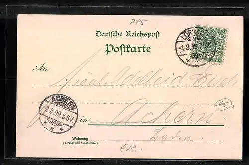 Lithographie Loerrach, Röttler-Schloss mit Obertüllingen