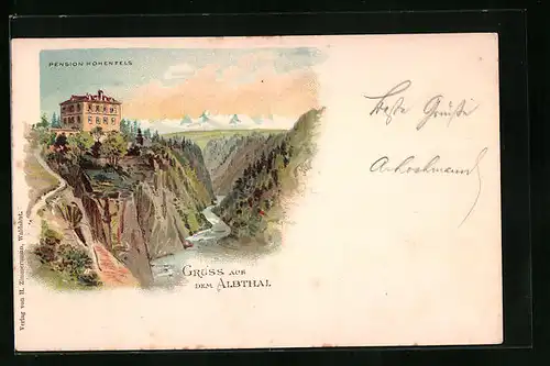 Lithographie Albbruck, Pension Hohenfels im Albthal