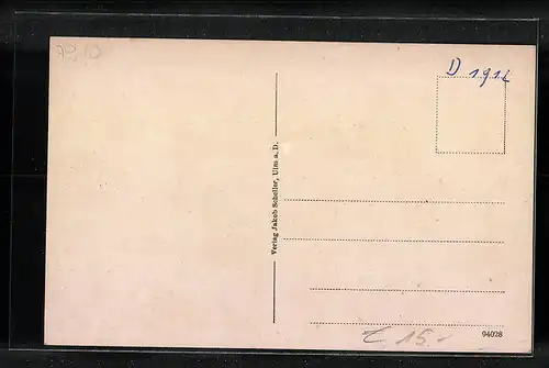 AK Neu-Ulm, Kath. Kirchenplatz mit Krieger-Denkmal