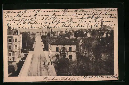 AK Weissenhorn, Bahnhofstrasse aus der Vogelschau