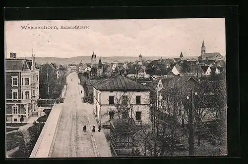 AK Weissenhorn, Bahnhofstrasse aus der Vogelschau