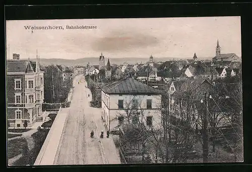 AK Weissenhorn, Bahnhofstrasse aus der Vogelschau