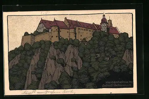 Steindruck-AK Heidenheim a. Br., Ansicht des Schlosses Hellenstein