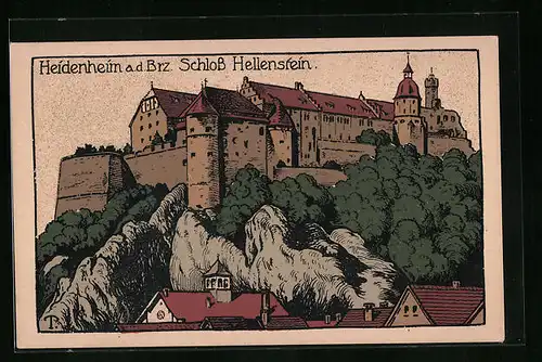Steindruck-AK Heidenheim a. d. Brz., Ansicht des Schlosses Hellenstein