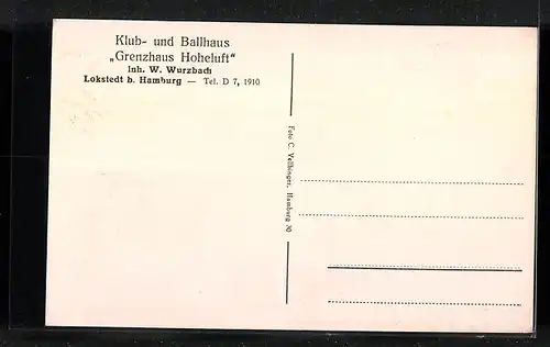 AK Lokstedt b. Hamburg, Klub- und Ballhaus Grenzhaus Hoheluft mit Innenansichten