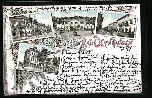 Lithographie Bad Oeynhausen, Am Kurpark mit Kurhaus