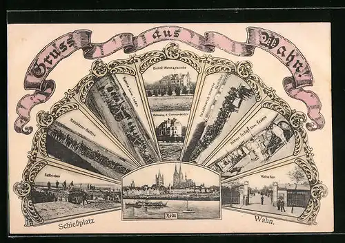 AK Köln-Wahn, Schiessplatz mit Batteriebau und Wahntor