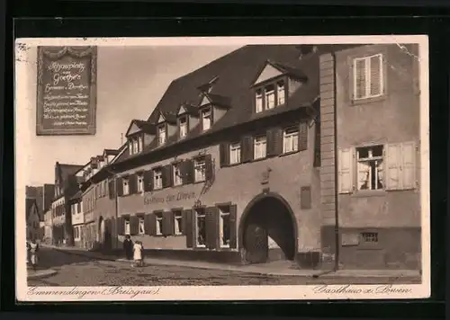AK Emmendingen /Breisgau, Gasthaus zum Löwen mit Strassenpartie