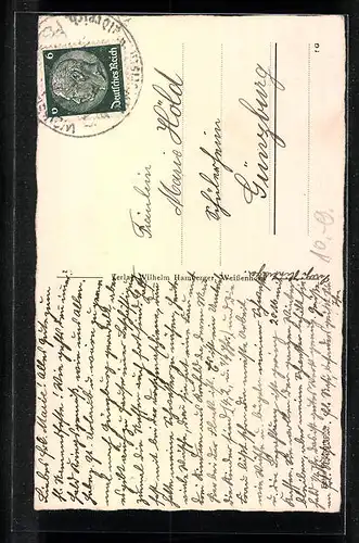 AK Weissenhorn, Hindenburgstrasse mit Kirche