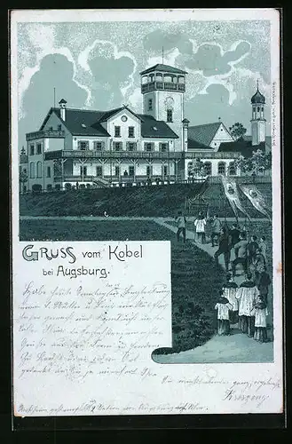 Lithographie Westheim, Kobel mit kirchlicher Prozession