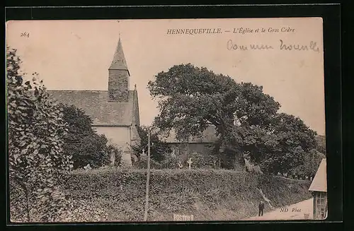 AK Hennequeville, L`Eglise et le Gros Cedre
