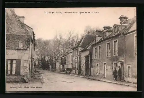 AK Cagny, Grande-Rue, Quartier de la Poste