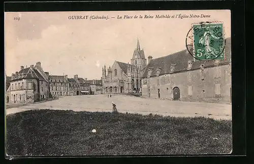 AK Guibray, La Place de la Reine Mathilde et l`Église Notre-Dame