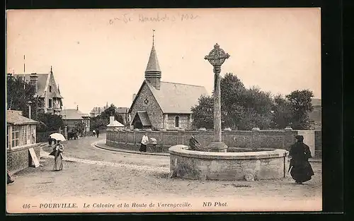 AK Pourville, Le Calvaire et la Route de Varengeville