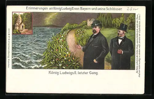 Künstler-AK König Ludwigs II. letzter Gang