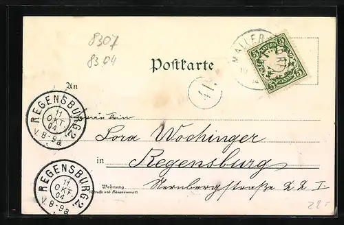 Lithographie Wehsten, Teilansicht mit Kirche