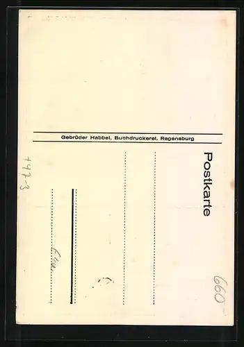 Künstler-AK Landshut, Absolvia der Lehrerinnenbildungsanstalt Seligental 1927