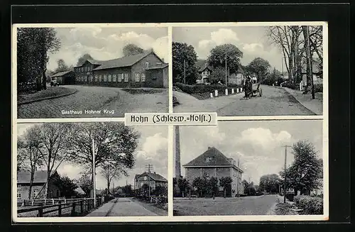 AK Hohn /Schlesw.-Holst., Gasthaus Hohner Krug mit Ortsansichten