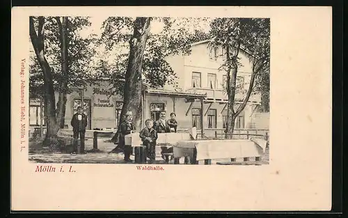 AK Mölln i. L., Gasthaus Waldhalle mit Terrasse