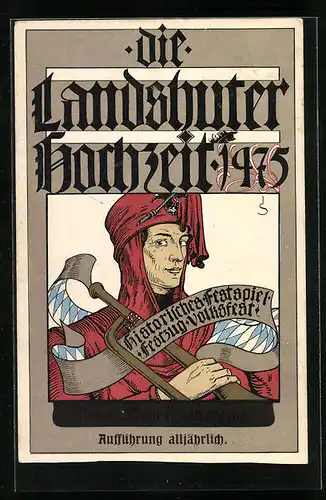 Künstler-AK Landshut, Die Landshuter Hochzeit 1475, Historisches Festspiel, Festpostkarte