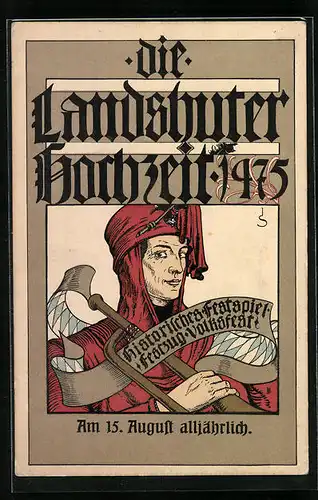 Künstler-AK Landshut, Die Landshuter Hochzeit 1475, Historisches Festspiel, Festpostkarte