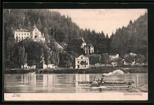 AK Linz a. d. Donau, Blick auf den Calvarienberg