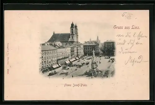 AK Linz a. d. Donau, Blick auf den Franz Josef-Platz