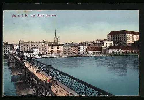 AK Linz a. d. Donau, Stadtansicht vom Ufahr aus gesehen