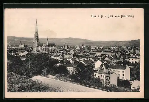 AK Linz a. d. Donau, Gesamtansicht vom Bauernberg aus